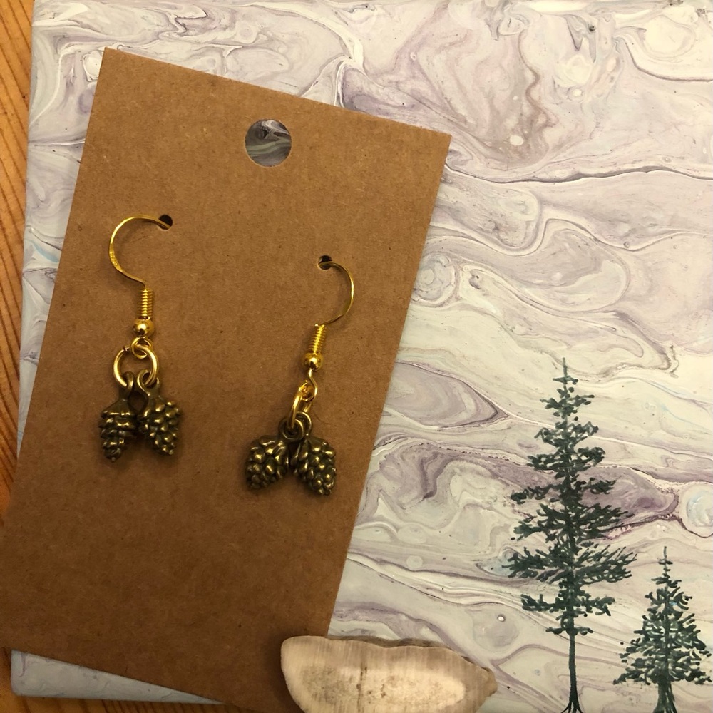 Handmade pinecone earrings